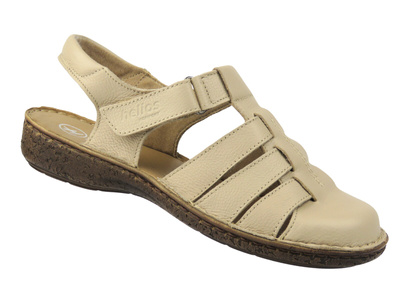 Dámské kožené sandály - Helios Comfort 159, ecru