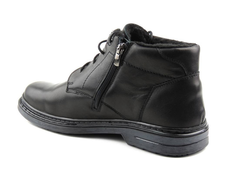 Pohodlné, kožené pánské kotníkové boty s fleecem - Helios Komfort 810, černá 2