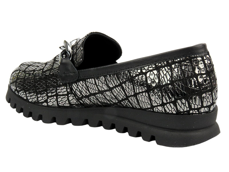 Dámské lakované lordy na silné platformě - VENEZIA 001770, černá