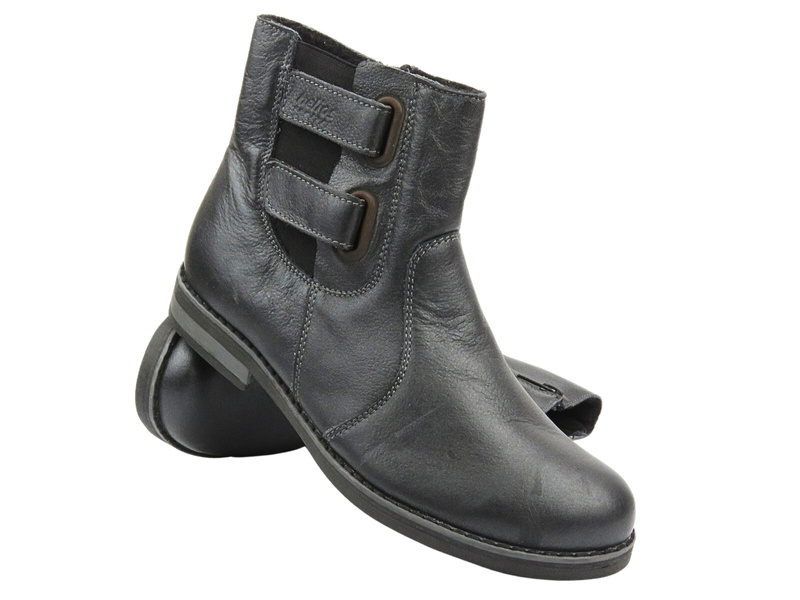 Kožené dámské kotníkové boty polské značky HELIOS Komfort 519 šedé barvy