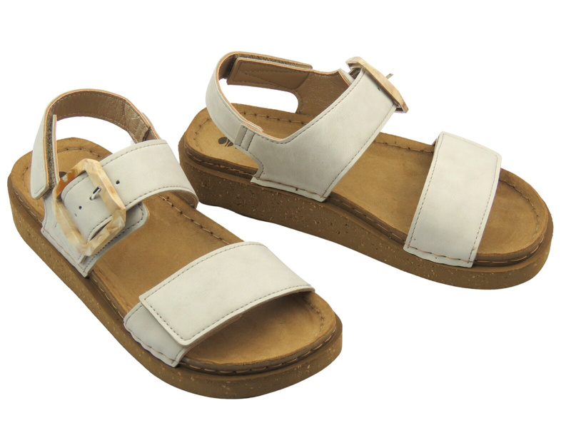 Dámské sandály s nastavitelným páskem - INBLU ED-26, béžové