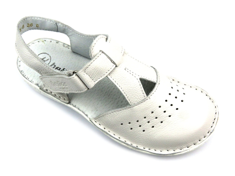 Dámské kožené sandály bílé Helios Komfort 128
