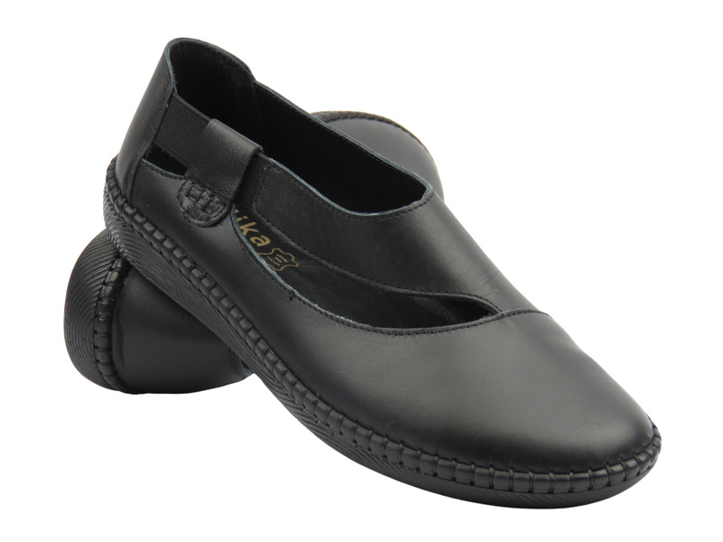 Kožené dámské polobotky černé Nika Komfort H2030