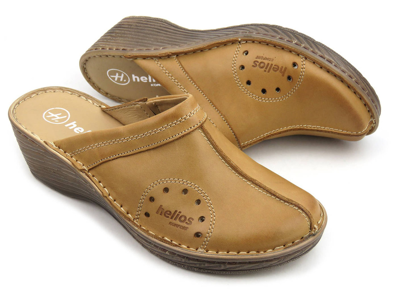 Pohodlné dámské sandály na klínku - HELIOS Komfort 624, světle hnědé 2