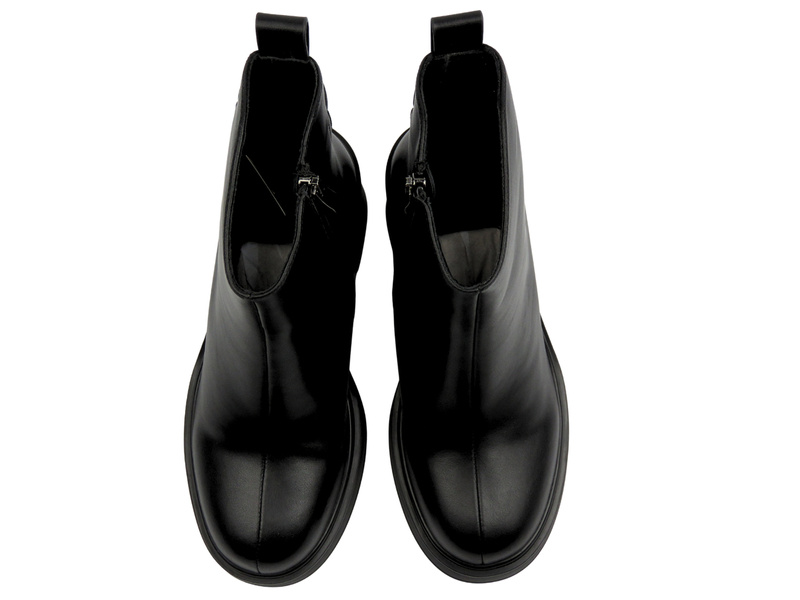 Dámské kožené kotníkové boty na podpatku černé Cambell 25-29312