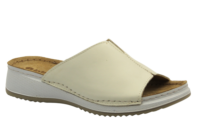 Dámské kožené pantofle béžové INBLU SD-4KU