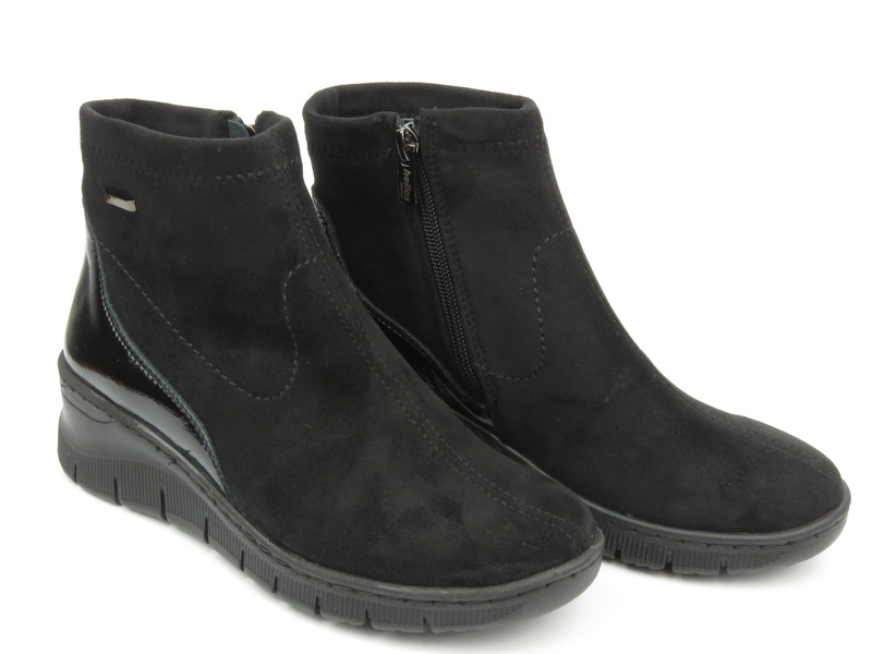 Dámské kozačky na platformě - HELIOS Comfort 600 černé se zipem Polská značka