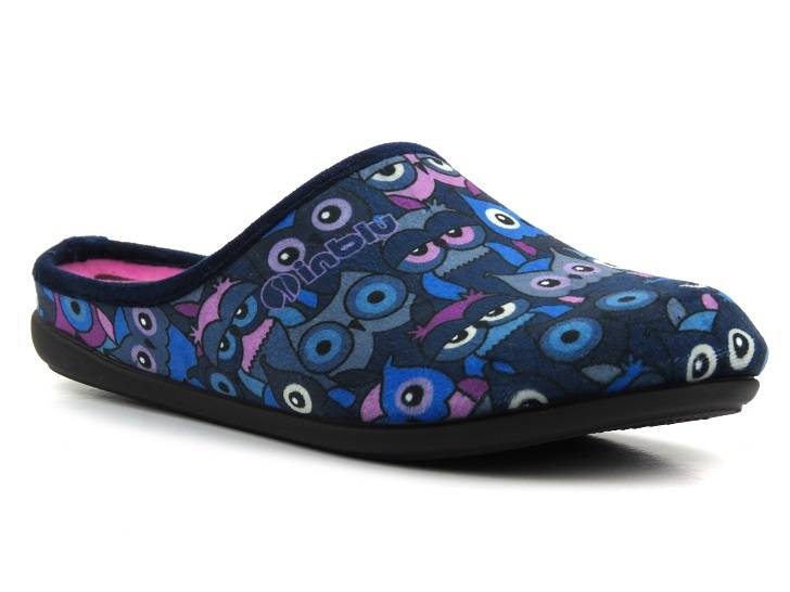Dámské pantofle jako dárek - INBLU GF-12, tmavě modrá se sovičkami