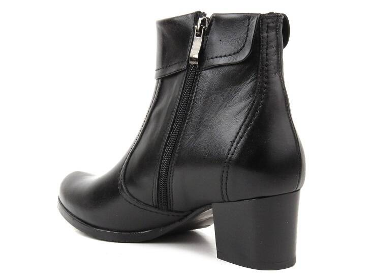 Kozačky na stabilním podpatku z přírodní kůže - AGXBUT 534, černá