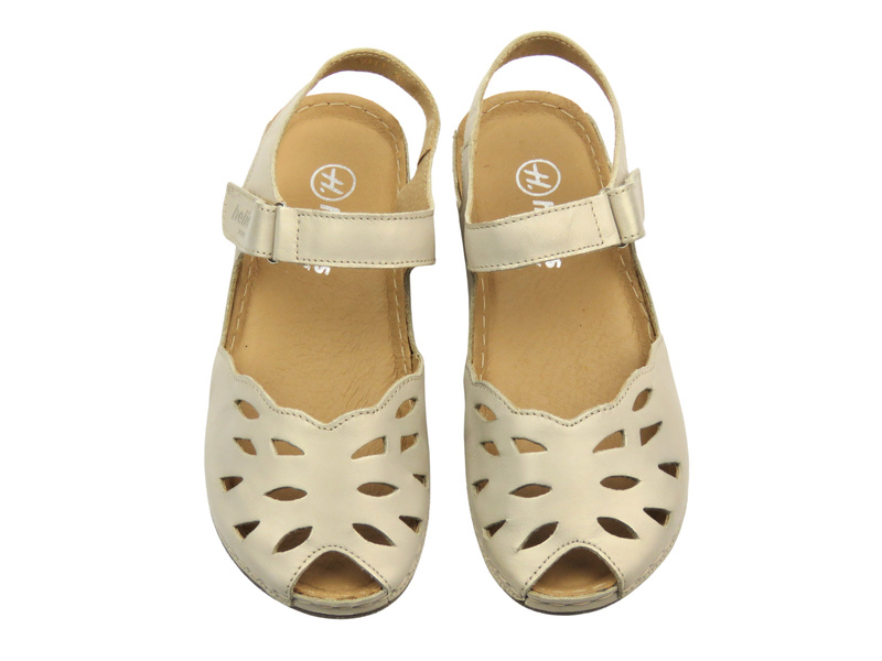 Dámské sandály s děrovaným svrškem zlaté Helios Komfort 4011