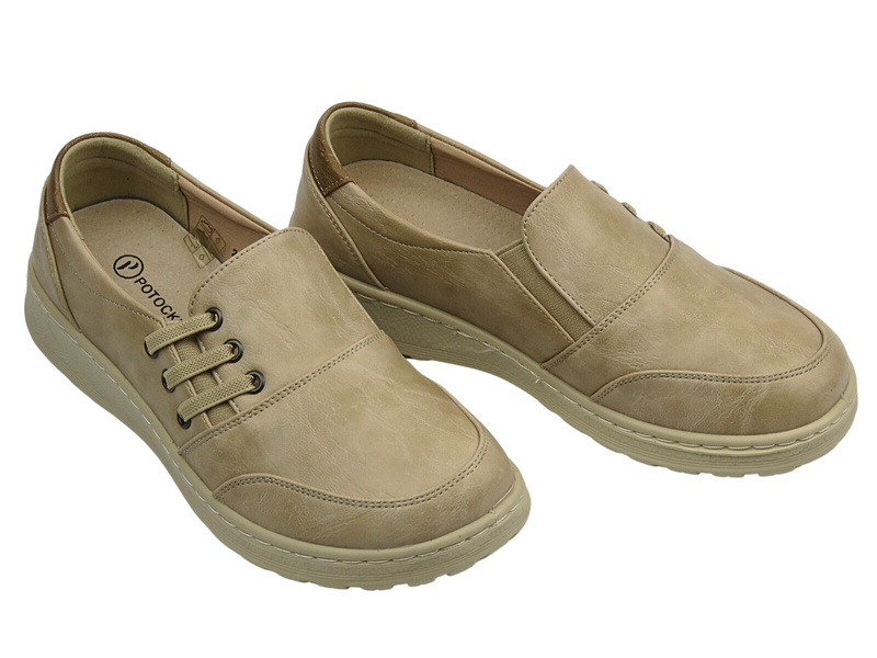 Nazouvací dámské polobotky Potocki 25-90338, béžové