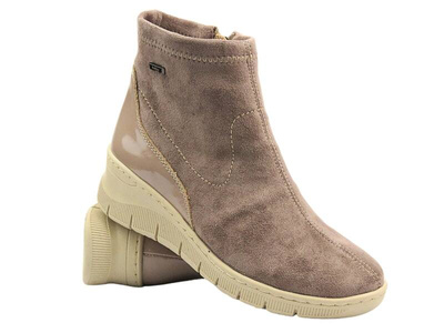 Dámské boty na platformě - HELIOS Comfort 600 Beige se zipem Polská značka