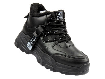 Stylové dámské zateplené sneakersy News 21BT26‑4356, černé