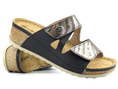 Dámské žabky s pásky na suchý zip - INBLU NV-02, černé