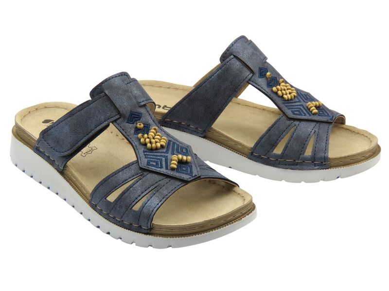 Dámské pantofle s nastavitelným páskem na suchý zip tmavě modré Inblu CN-51