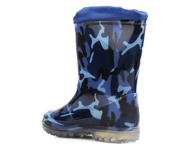 Vysoké dětské camo holínky - WOJTYŁKO 4321G, tmavě modrá
