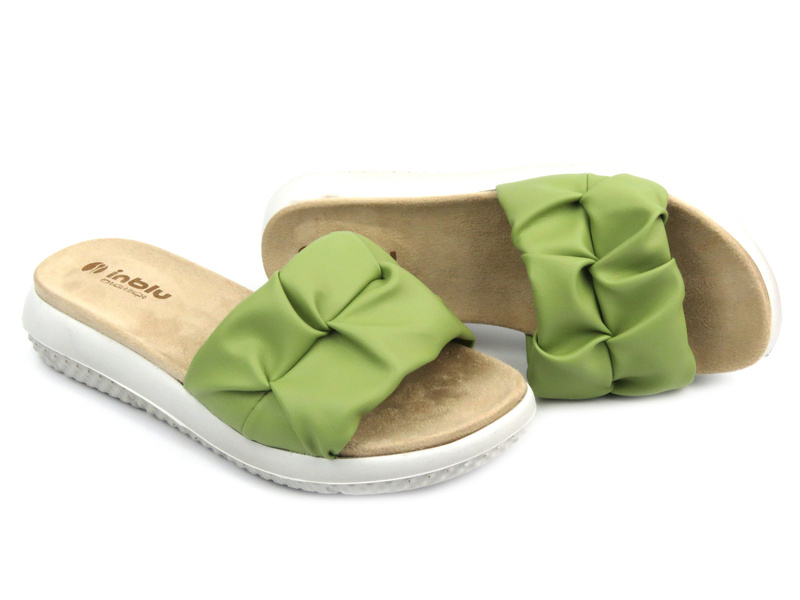 Dámské pantofle se zdobeným svrškem - INBLU TT-22, světle zelené