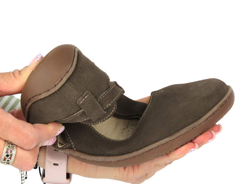 Dámské kožené barefoot minimalistické sandály se zvýšenou šířkou H - Nika Komfort 1472, hnědé