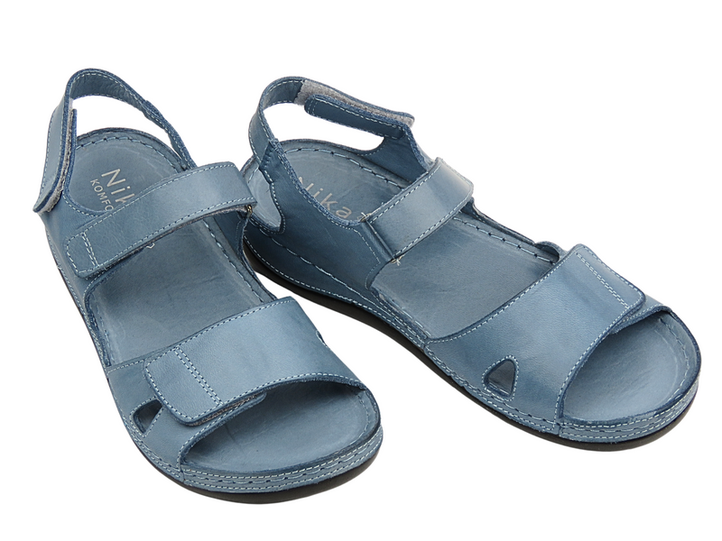Dámské kožené sandály Nika Comfort H-180 modré