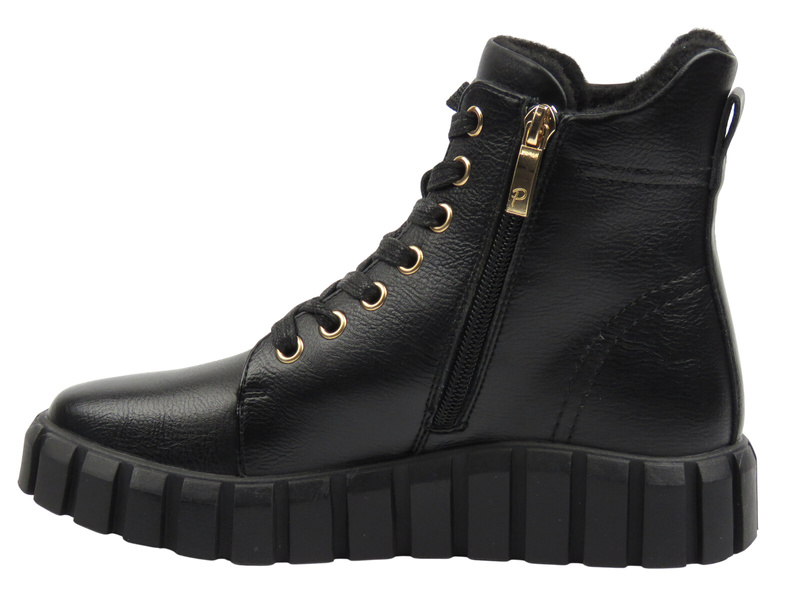 Zateplené dámské kotníkové boty – Potocki 25-19316, černé