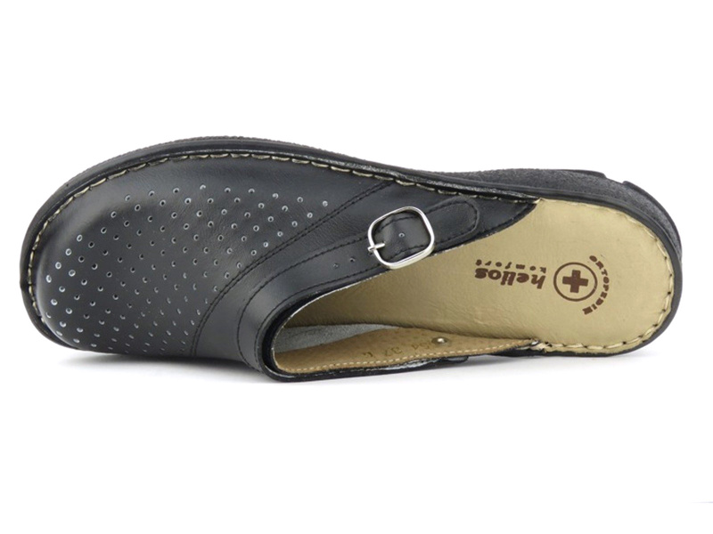 Dámské kožené žabky polské značky Helios Komfort 654 černé barvy