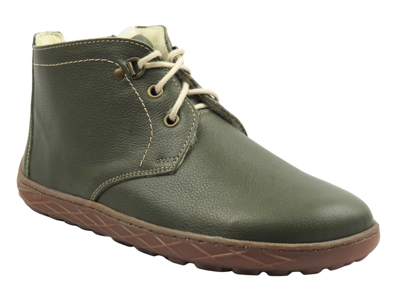 Dámské barefoot kotníkové boty Helios Komfort 501P, olivové, minimalistické