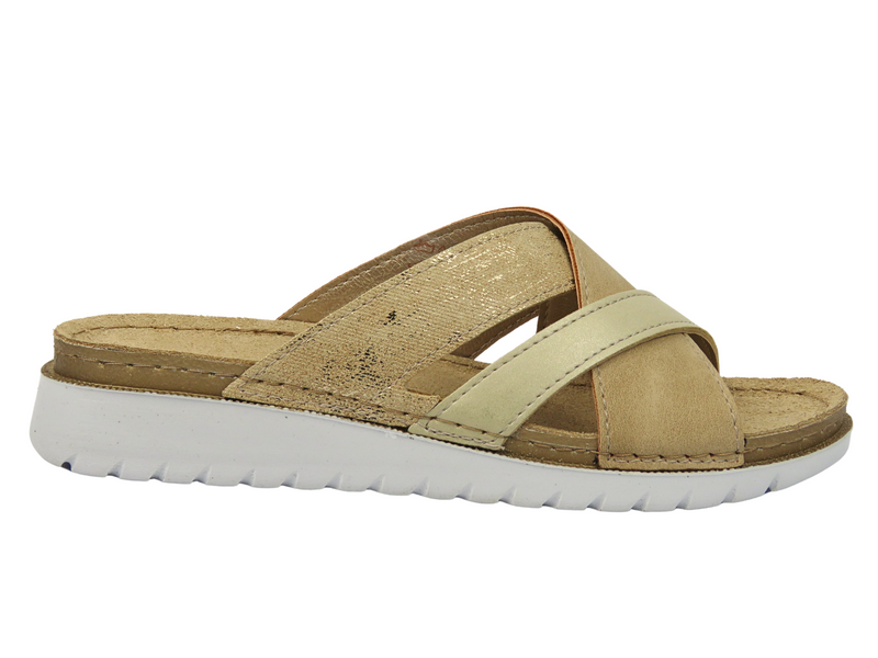 Dámské žabky s koženou vsadkou - Inblu CN-45, písk