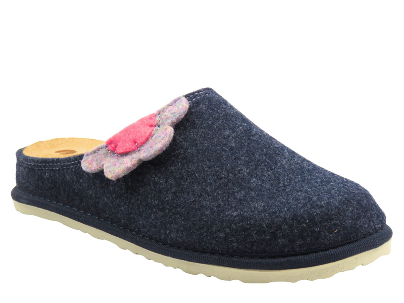 Dámské filcové bačkory s koženou stélkou – Inblu CS-43, tmavě modré