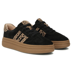 Dámské kožené tenisky Filippo DP7114/25, černé s leopardím vzorem
