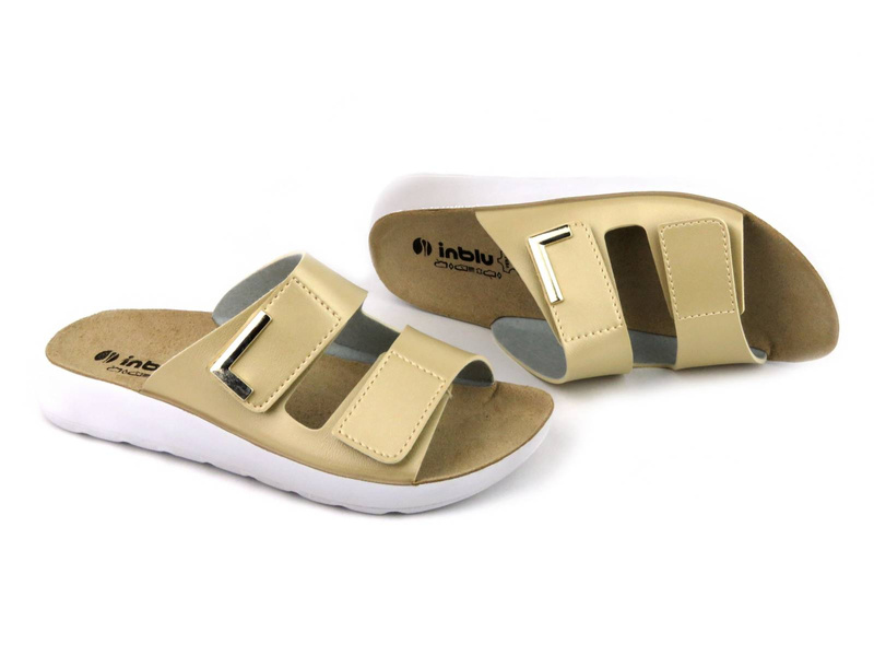 Pohodlné dámské pantofle na suchý zip - Inblu AG-06, zlaté