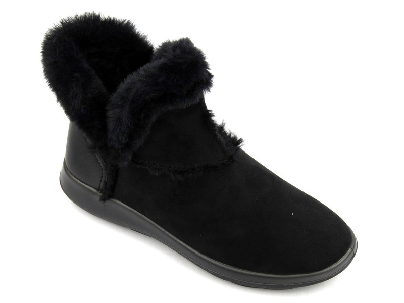 Teplé dámské kotníkové boty a la emu - Befado Dr Orto Casual 156D903, černé s kožíškem