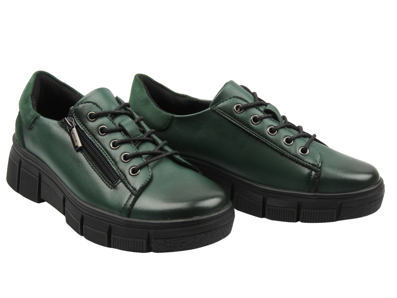 Zelené kožené dámské polobotky Cambell 25‑19305