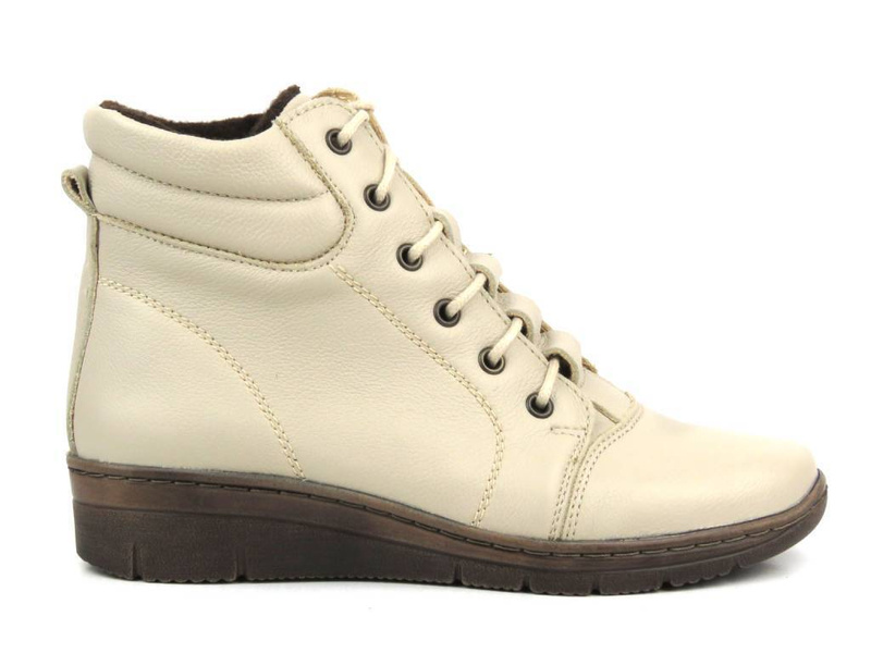 Zateplené dámské kotníkové boty - HELIOS Komfort 562, ecru 2