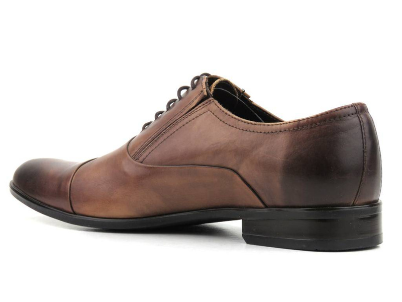 Kožené boty, pánské společenské oxfordky Conhpol 5540-0921, hnědé
