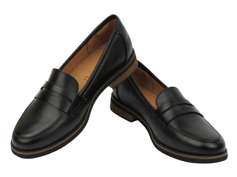 Elegantní dámské mokasínové boty - Potocki 25-12573, černé