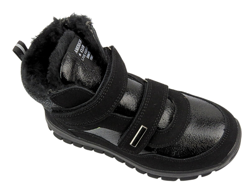 Sněhule, dětské boty na suchý zip AMERICAN CLUB ES 142/23, černé