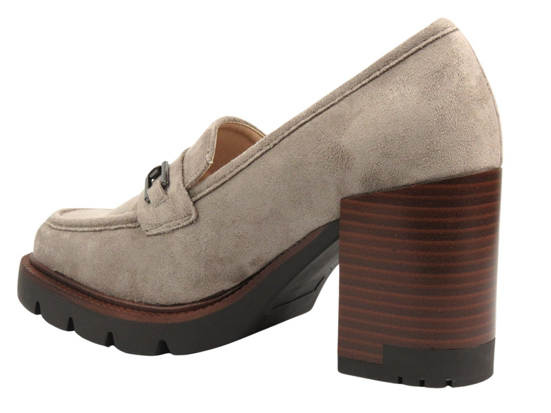 Elegantní dámské boty na kostce - Potocki 24-12040, khaki