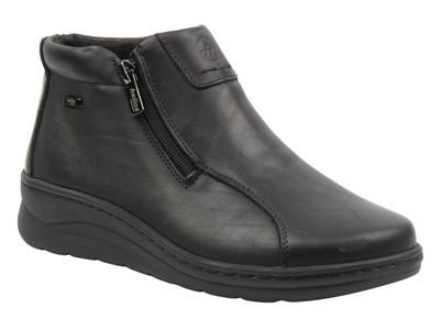 Pohodlné dámské kotníkové boty z měkké kůže - Helios 786, černé
