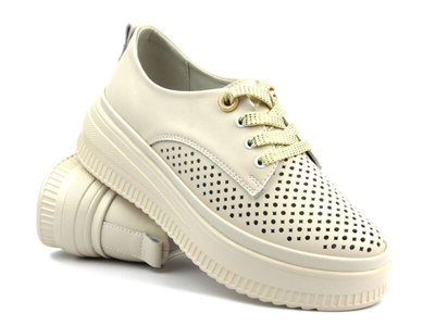 Ažurové polobotky, dámské tenisky - Artiker 54C1707, béžová barva