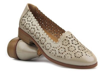 Dámské polobotky, mokasíny Potocki 24-12320, zlaté