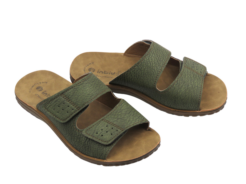 Pohodlné pánské pantofle na suchý zip, zelené, Inblu BRAIES