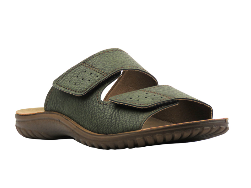 Pohodlné pánské pantofle na suchý zip, zelené, Inblu BRAIES