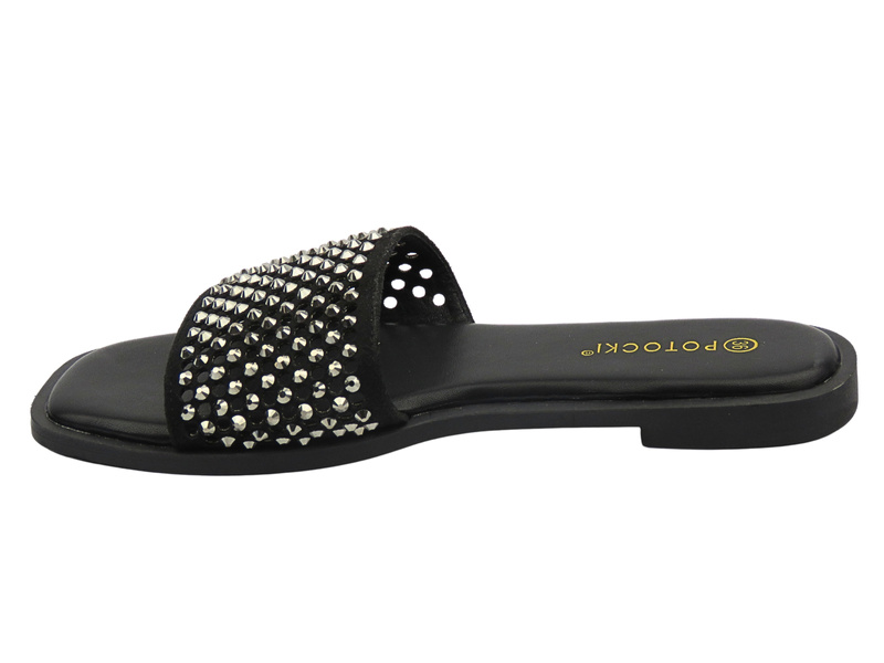 Dámské pantofle s cvočky černé Potocki 25-21369
