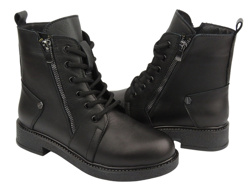 Dámské kožené kotníkové boty - VACARRO 490, černé