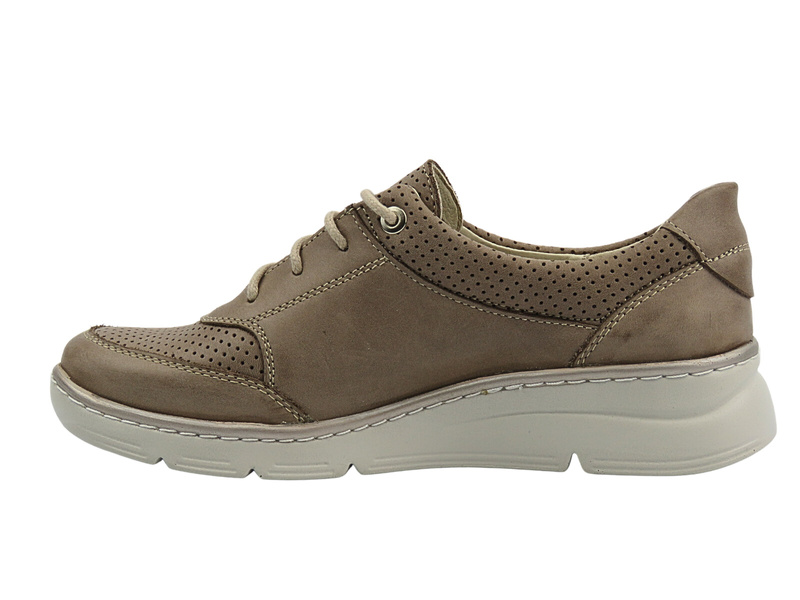 Kožené dámské polobotky ve sportovním stylu béžové Helios Komfort 386