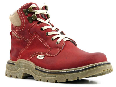 Pánské kožené boty zateplené vlnou - HELIOS Komfort 816, červené