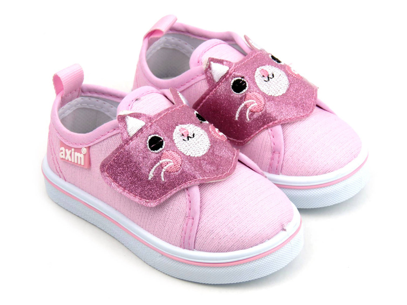 Pohodlné dětské tenisky s kočkou na svršku - AXIM 22102, růžové
