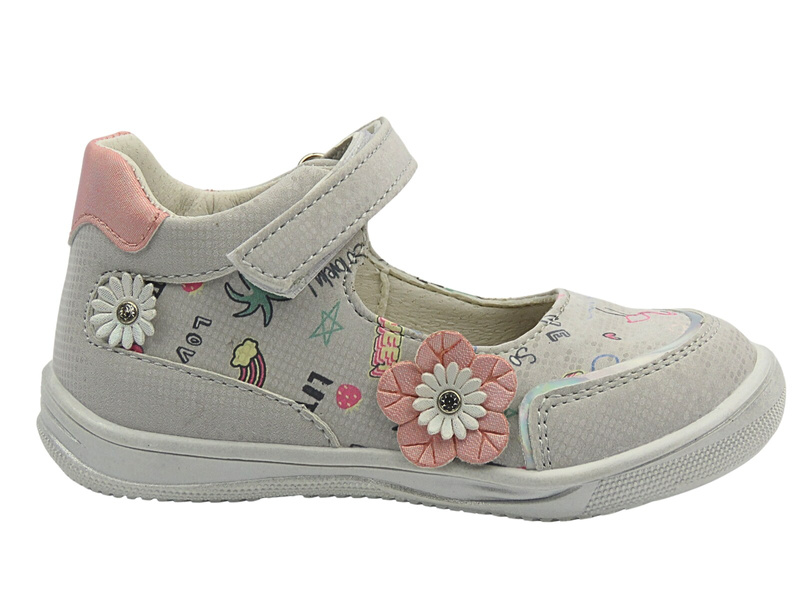 Dětské polobotky, baleríny šedé – American Club XD 51/22