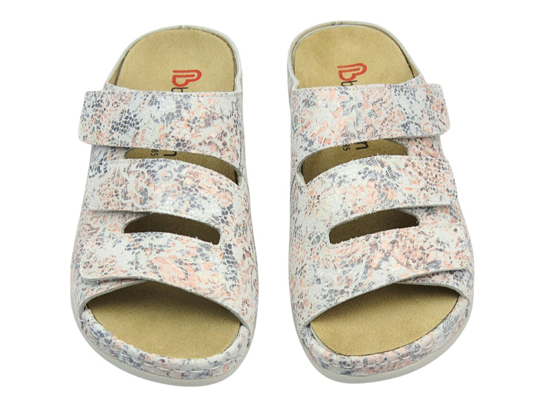 Dámské sandály na suchý zip bílé květy BERKEMANN Franziska 01007-054*