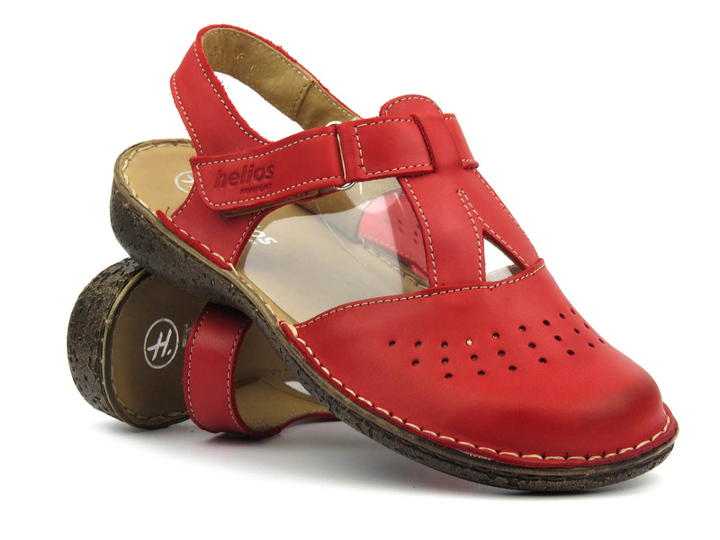 Dámské kožené sandály červené Helios Komfort 128